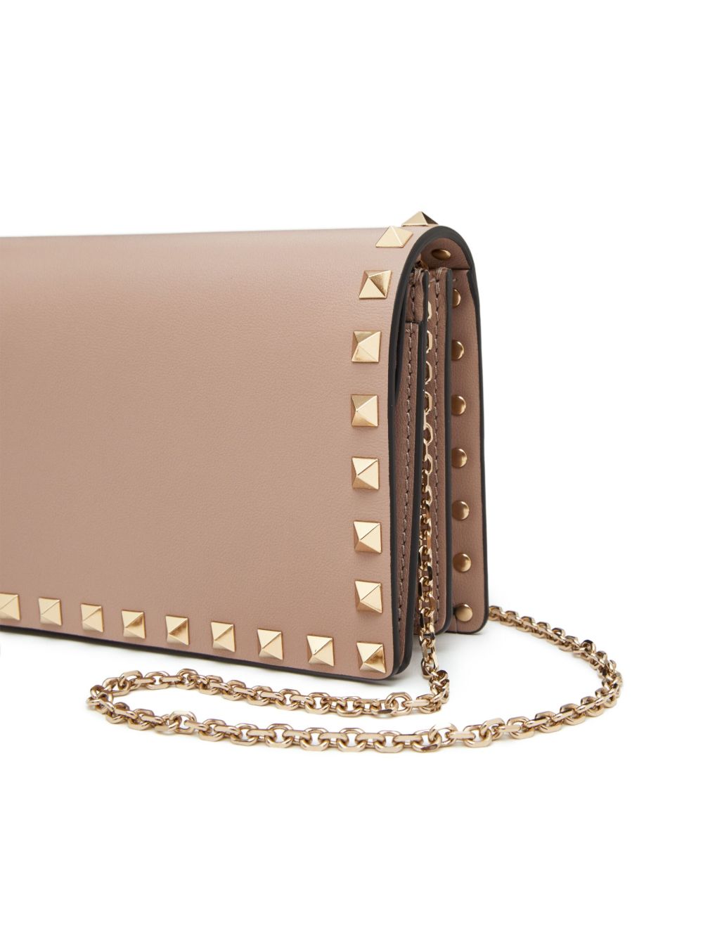 Valentino Garavani Rockstud Mini Calf Leather Clutch Bag Powder Pink