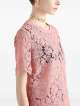 Dolce & Gabbana Corded Lace Sleeved T-shirt Pink