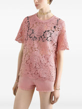 Dolce & Gabbana Corded Lace Sleeved T-shirt Pink