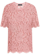 Dolce & Gabbana Corded Lace Sleeved T-shirt Pink