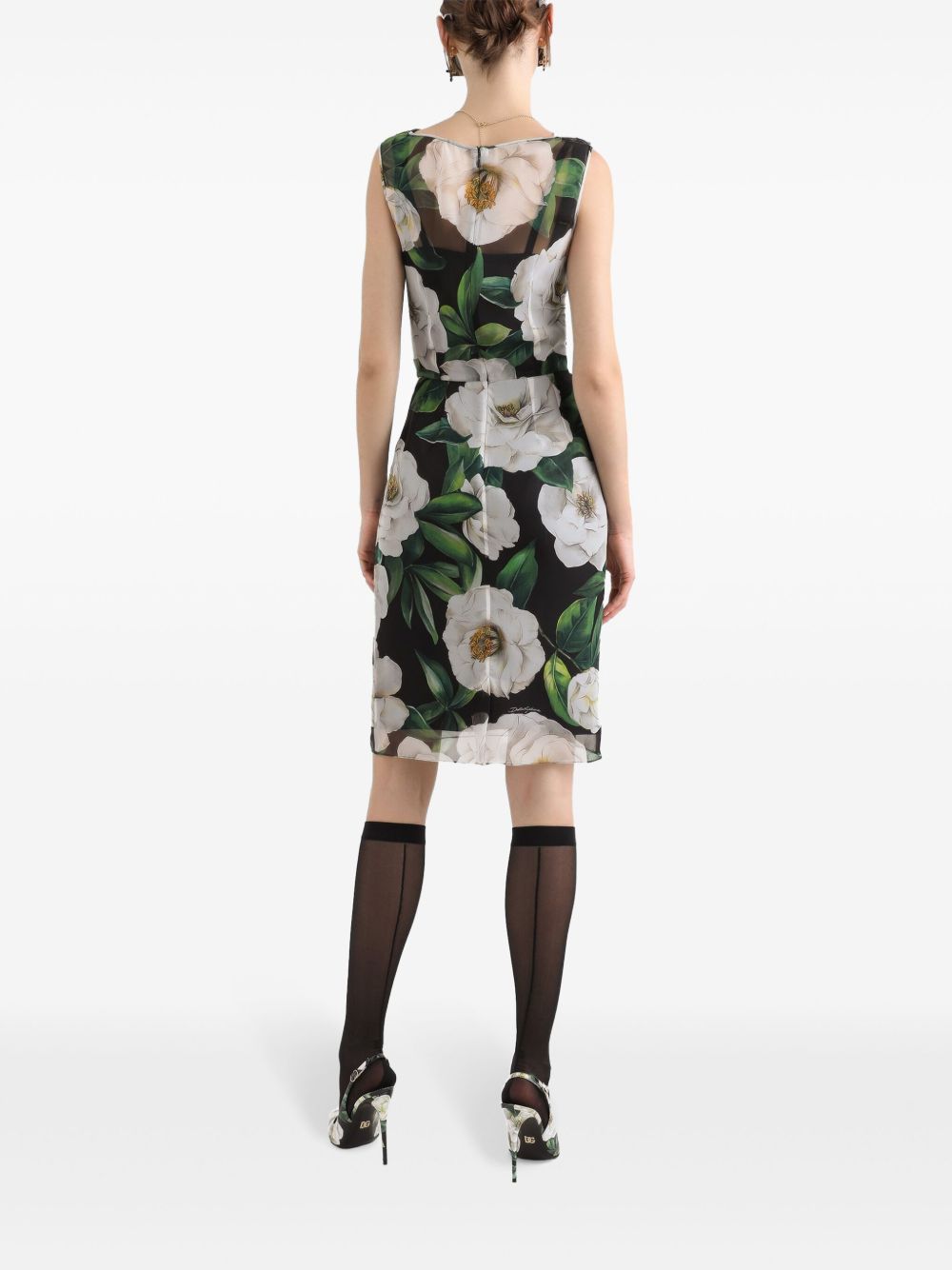 Dolce & Gabbana Floral Print Chiffon Midi Dress