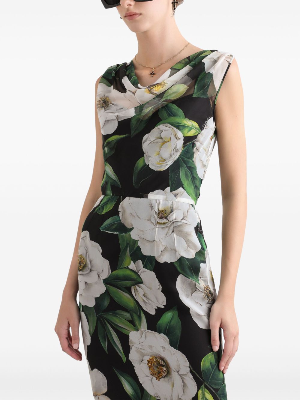 Dolce & Gabbana Floral Print Chiffon Midi Dress