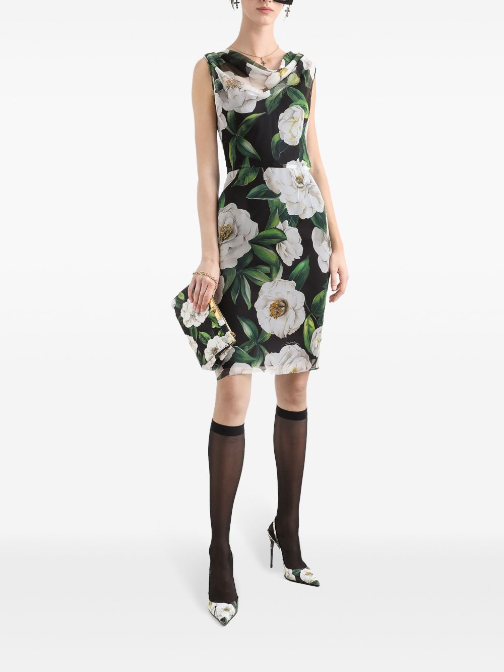 Dolce & Gabbana Floral Print Chiffon Midi Dress
