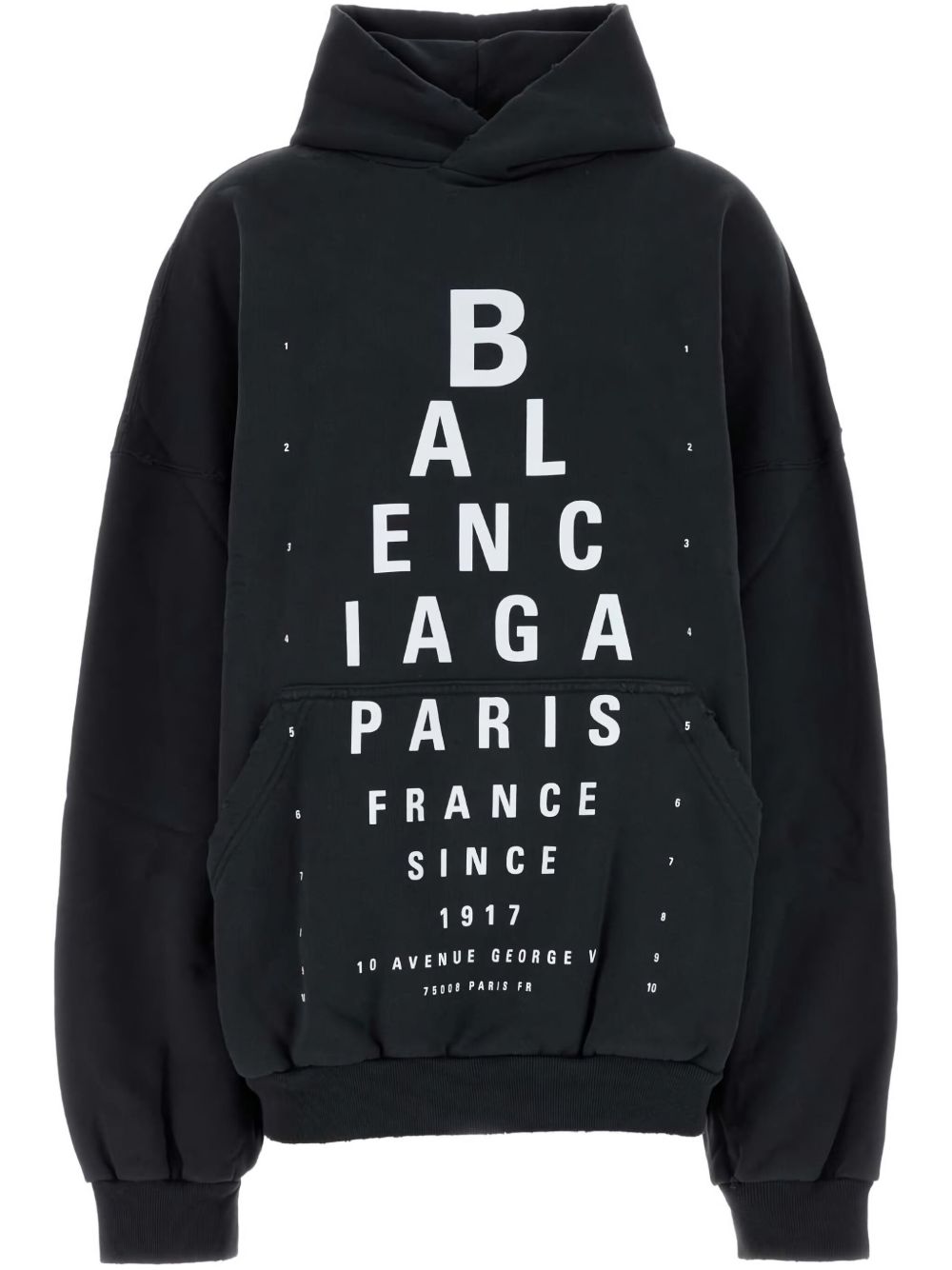 Balenciaga Printed Cotton Hooded Sweatshirt Black