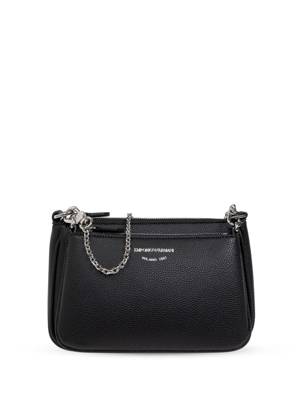 Emporio Armani mini Deer-Print Double Crossbody Bag Black