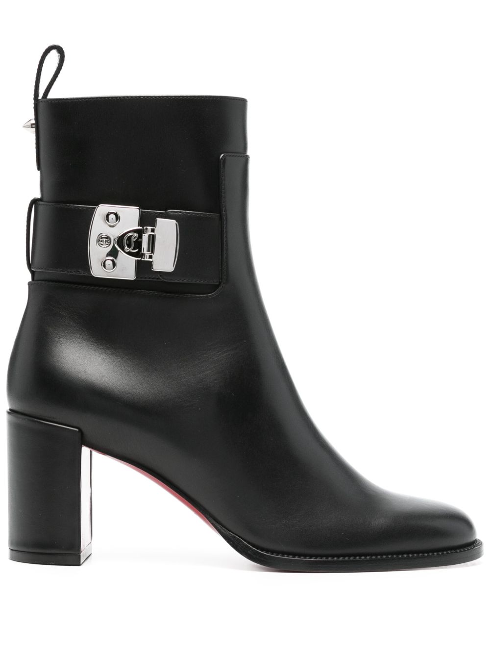 Christian Louboutin Booty Lock 70mm Calf Leather Ankle Boots Black