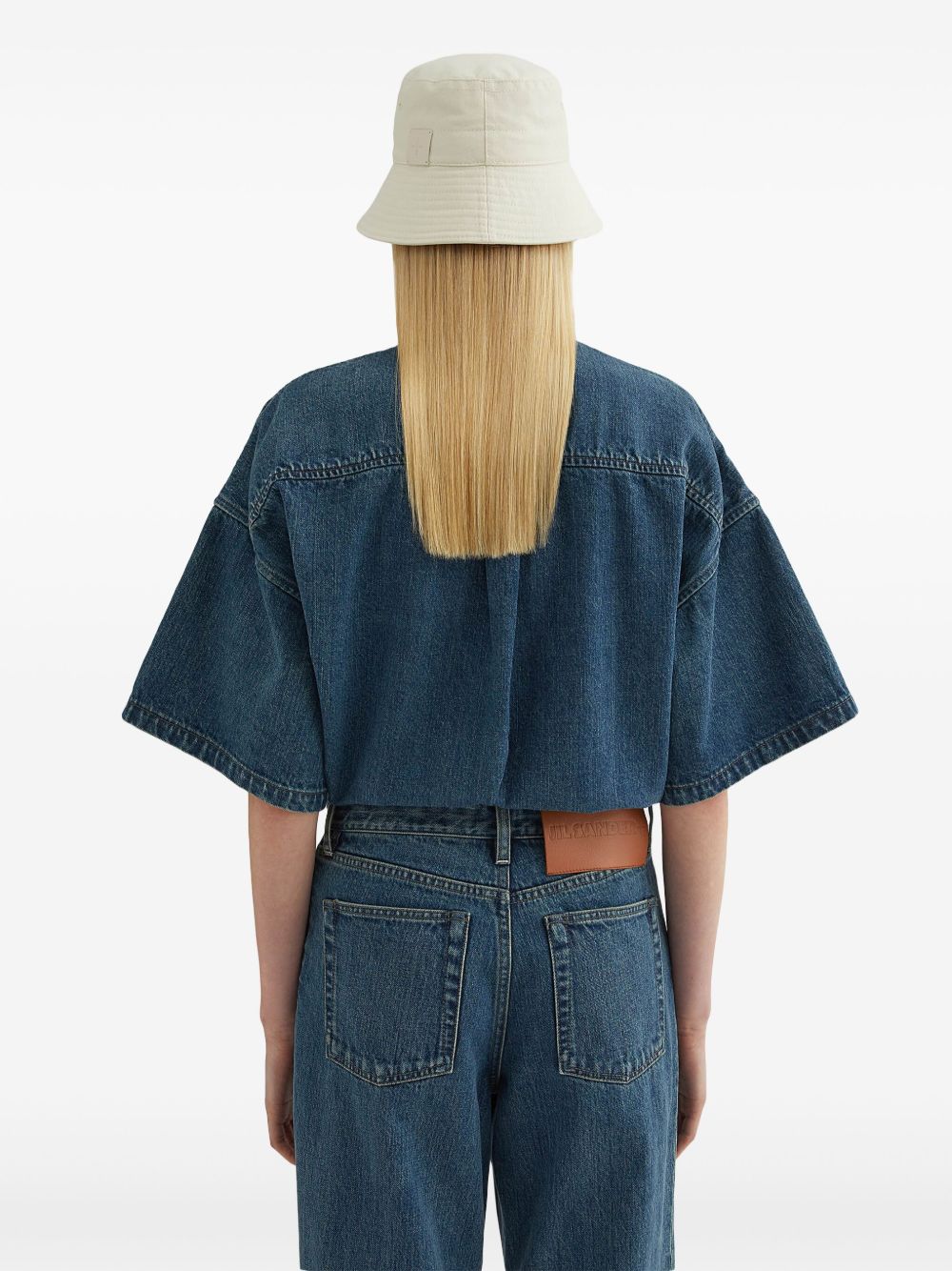 Jil Sander Plus Denim Cotton Cropped Shirt Blue