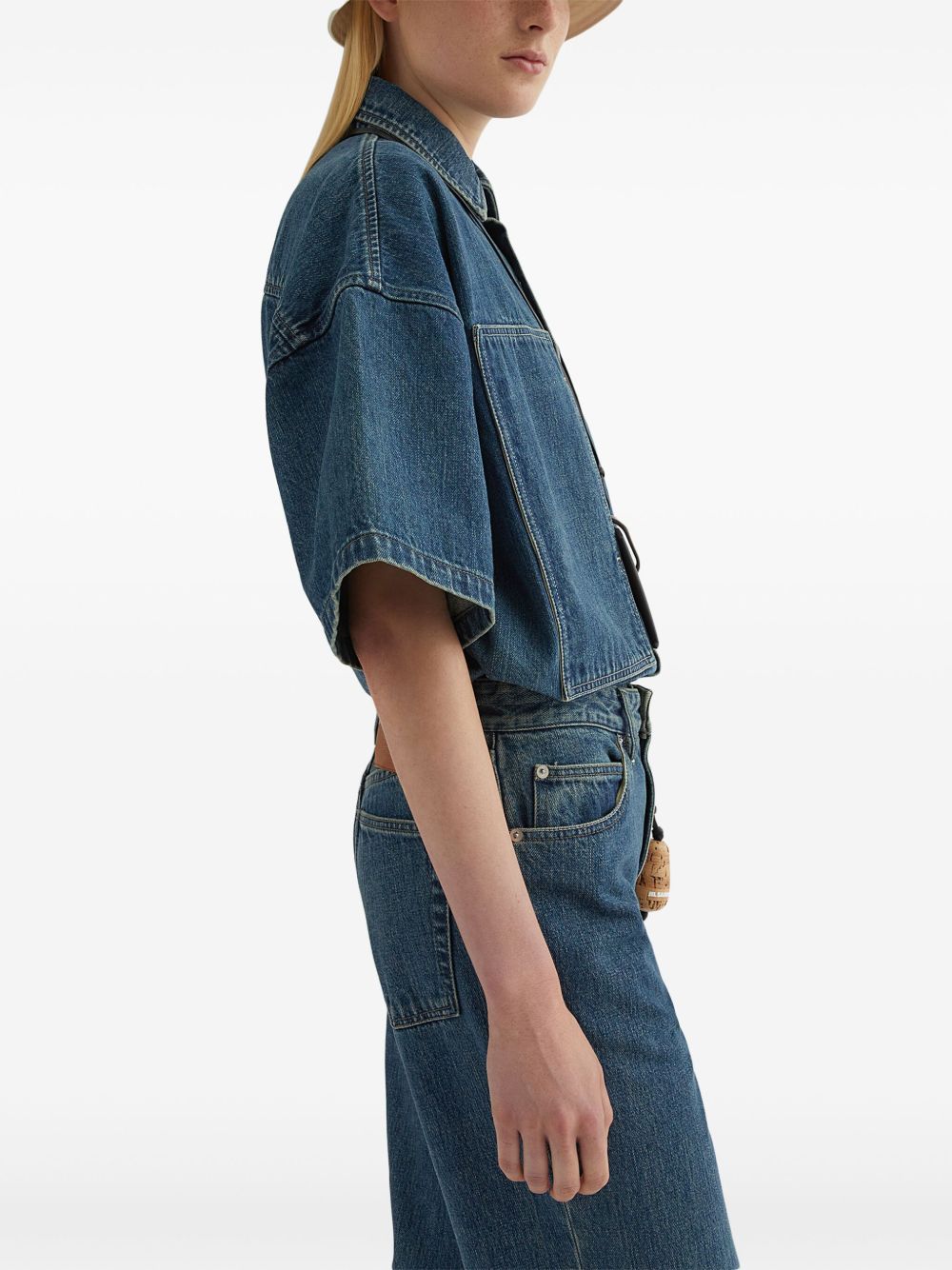 Jil Sander Plus Denim Cotton Cropped Shirt Blue