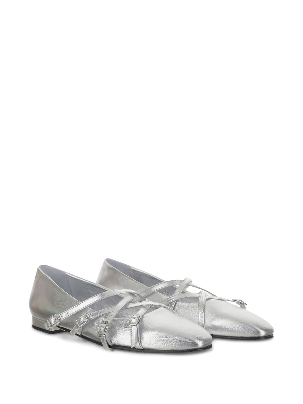 Carel Paris Eloise Silver-Tone Leather Ballet Flats Silver