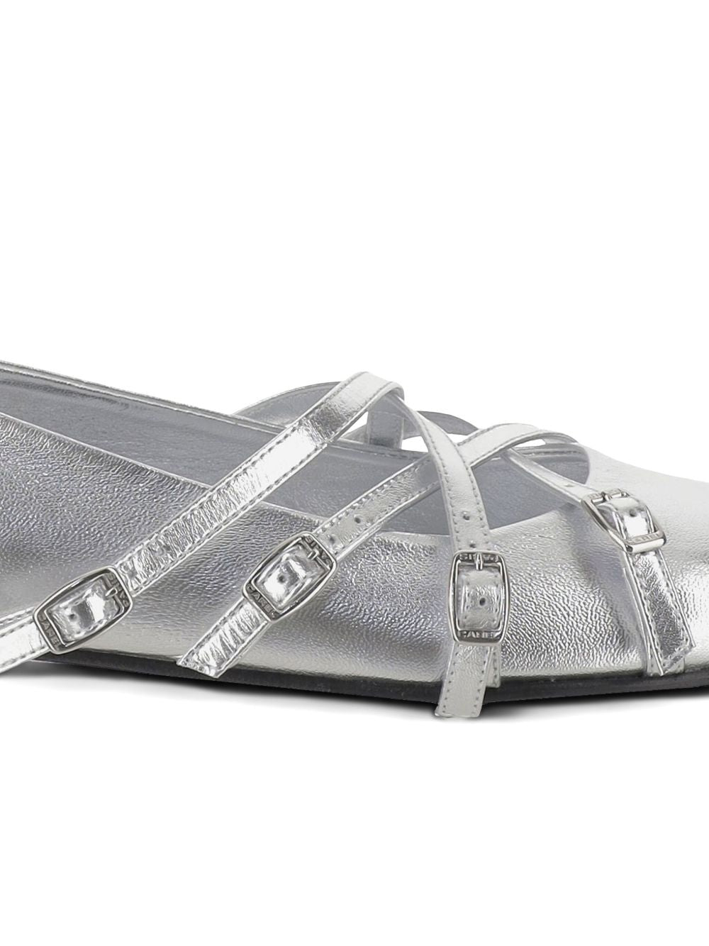 Carel Paris Eloise Silver-Tone Leather Ballet Flats Silver