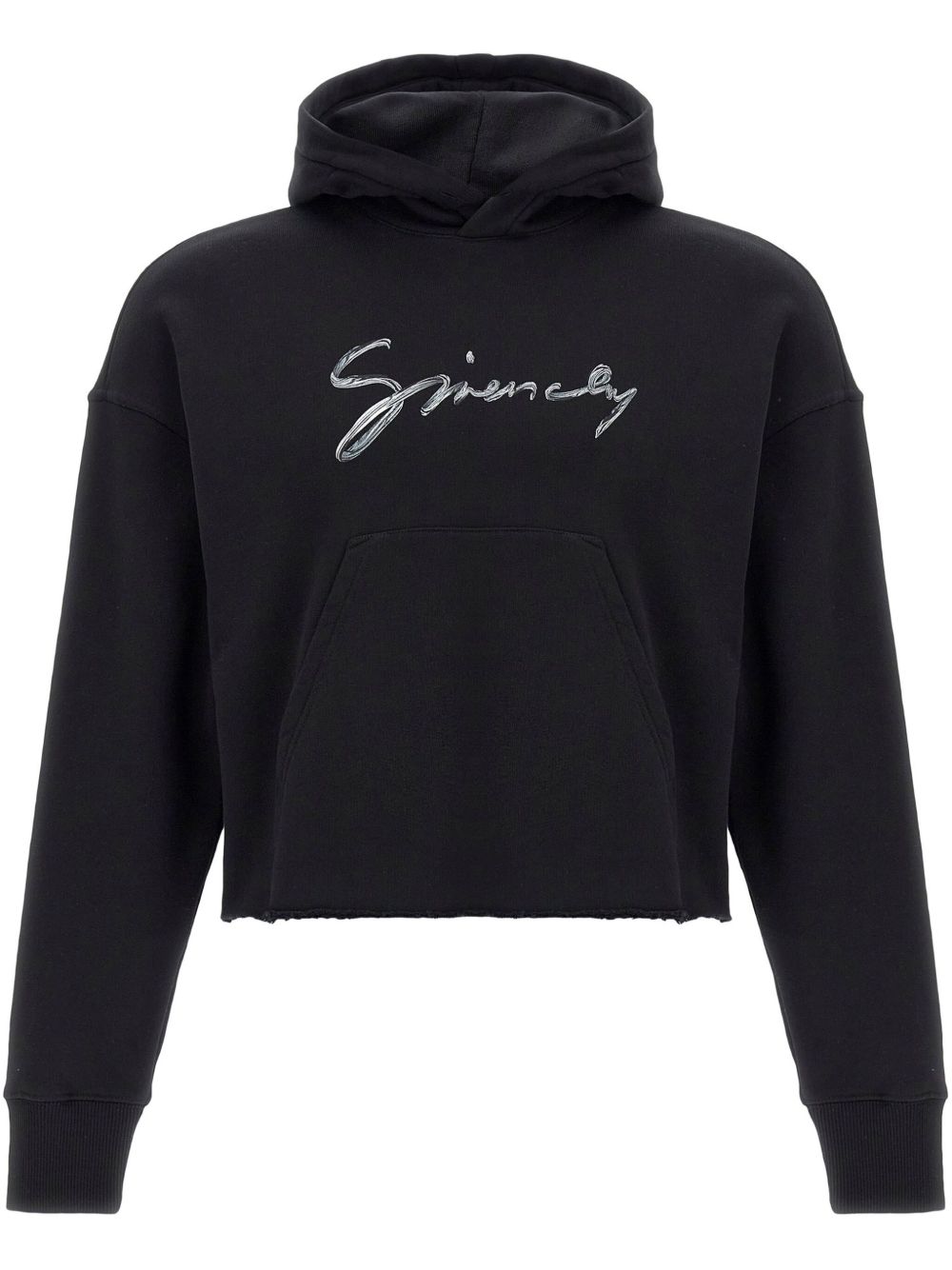 Givenchy Logo Cotton Cropped Hoodie Black