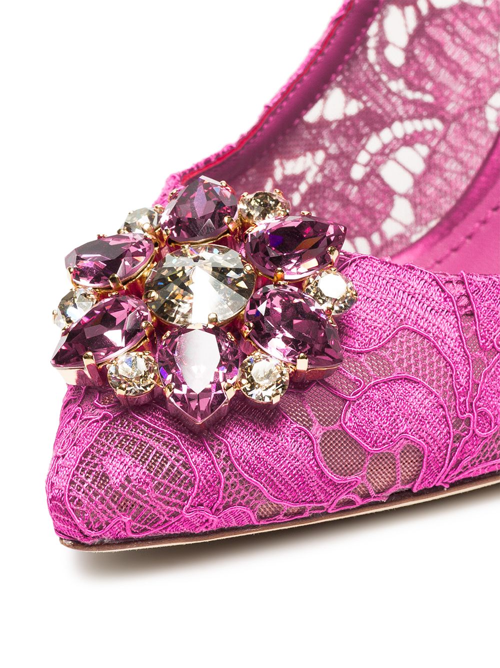 Dolce & Gabbana Belucci Taormina Lace 90mm Crystal-Embellished Pumps Fuchsia