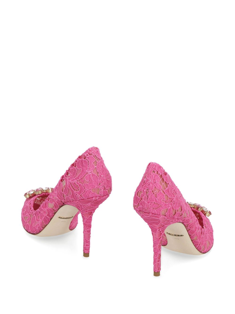 Dolce & Gabbana Belucci Taormina Lace 90mm Crystal-Embellished Pumps Fuchsia