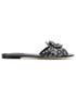 Dolce & Gabbana Bianca Crystal-Embellished Floral Lace Flat Sandals Silver