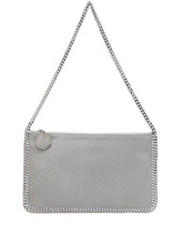 Stella McCartney Falabella Light Grey Faux Suede Clutch Bag with Chain Detail light grey