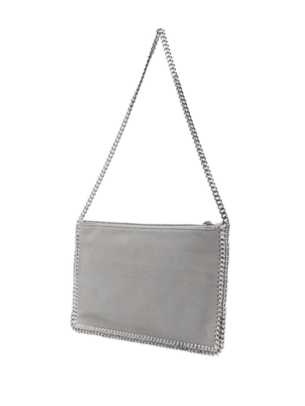 Stella McCartney Falabella Light Grey Faux Suede Clutch Bag with Chain Detail light grey