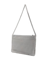 Stella McCartney Falabella Light Grey Faux Suede Clutch Bag with Chain Detail light grey