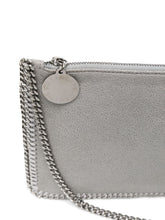 Stella McCartney Falabella Light Grey Faux Suede Clutch Bag with Chain Detail light grey