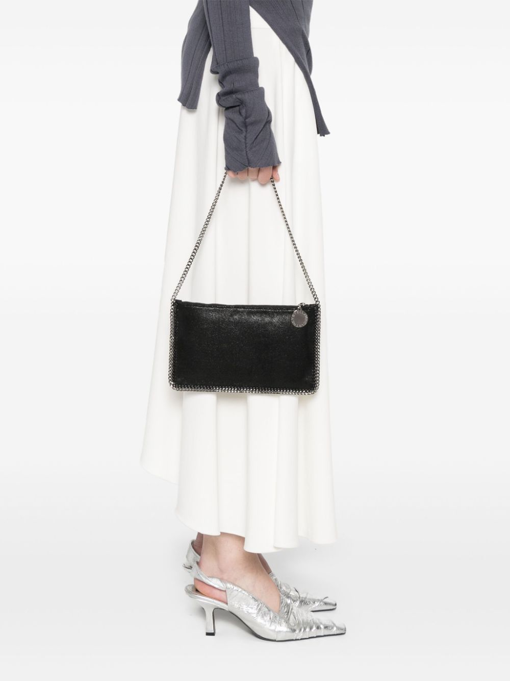 Stella McCartney Falabella Crackled Faux Suede Clutch Bag Black