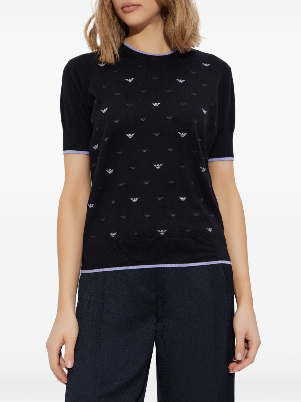 Emporio Armani Eagle-embroidered Sweaters Black