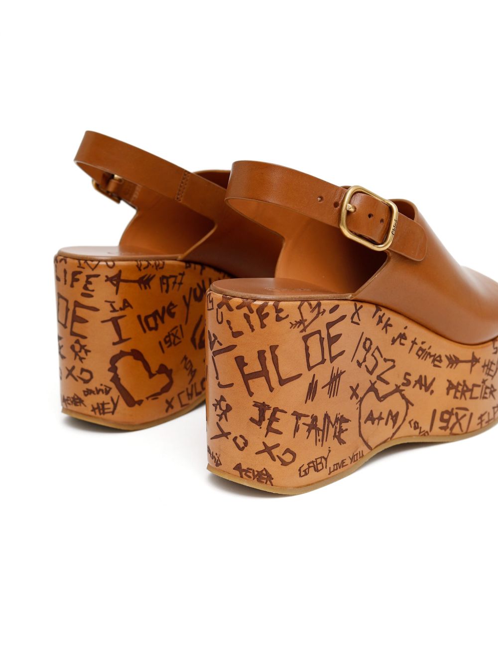 Chloé 130mm Maxime Wedge Sandals Brown