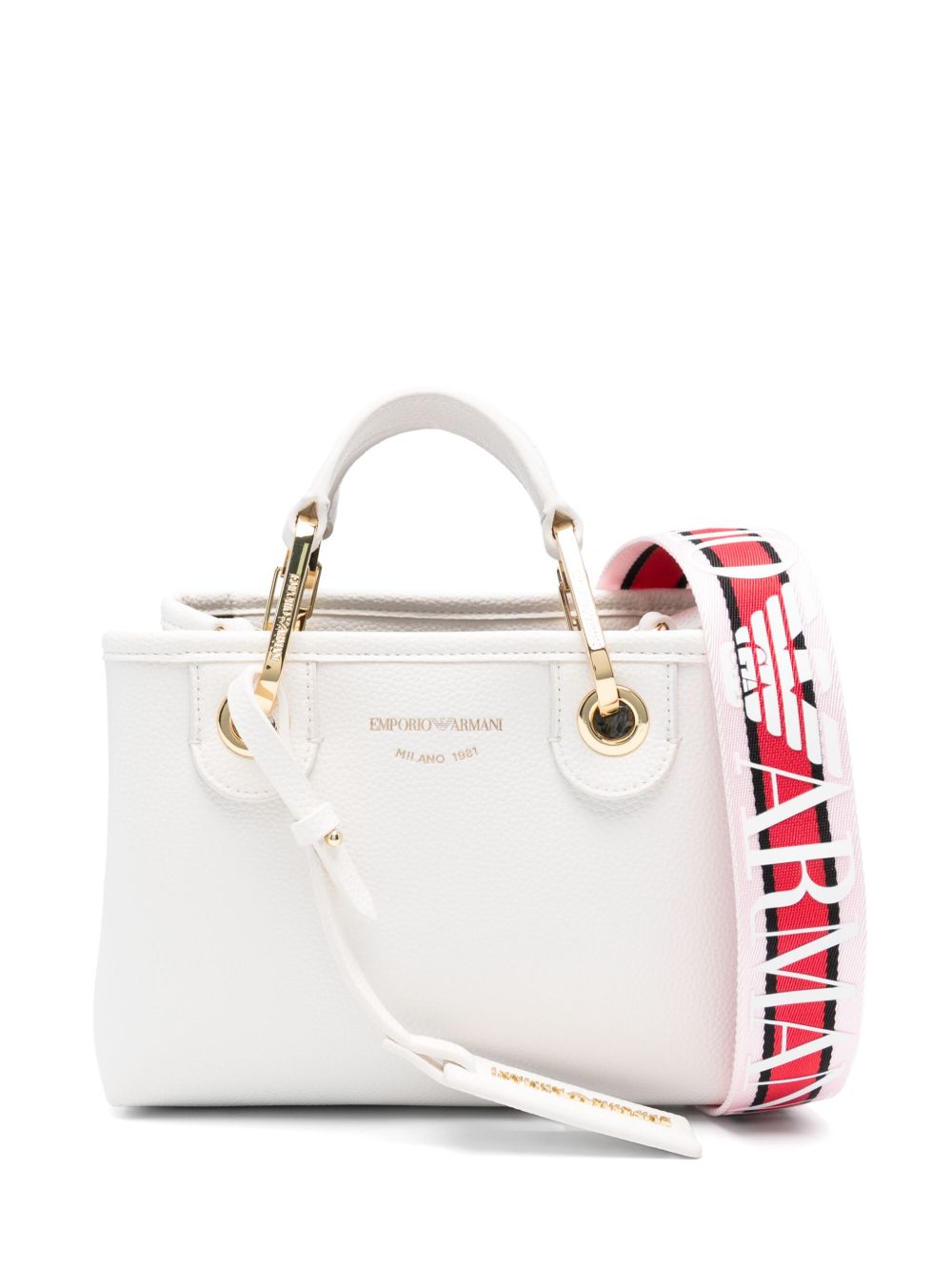 Emporio Armani Logo Tag Shoulder Bag White