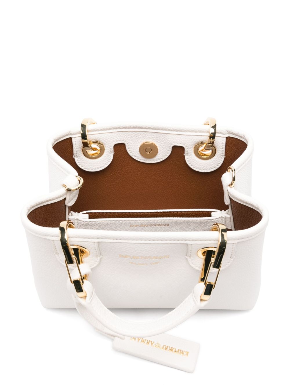 Emporio Armani Logo Tag Shoulder Bag White