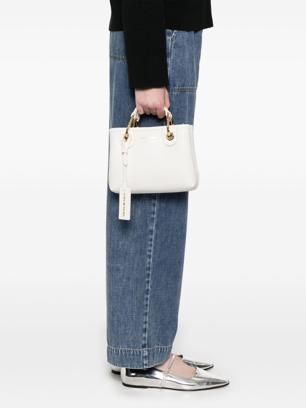 Emporio Armani Logo Tag Shoulder Bag White