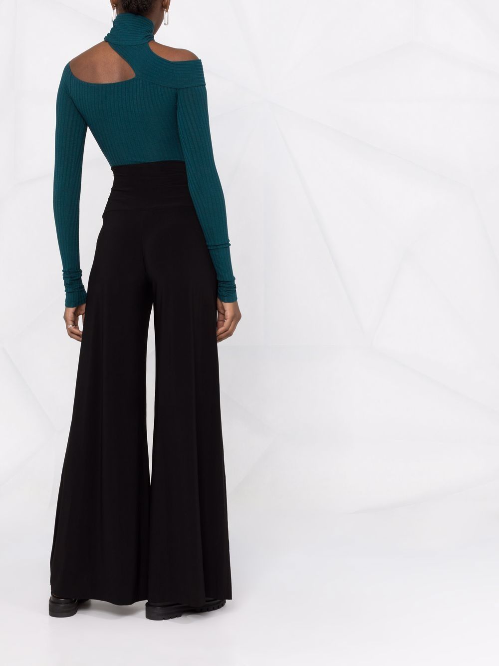 Norma Kamali High-Waisted Flared Elephant Trousers Black