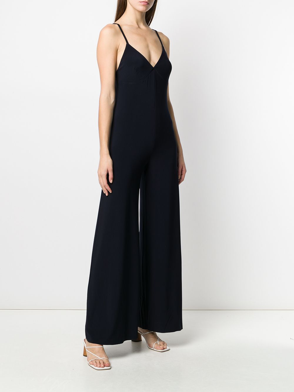 Norma Kamali Slip Wide-Leg Jersey Jumpsuit Blue