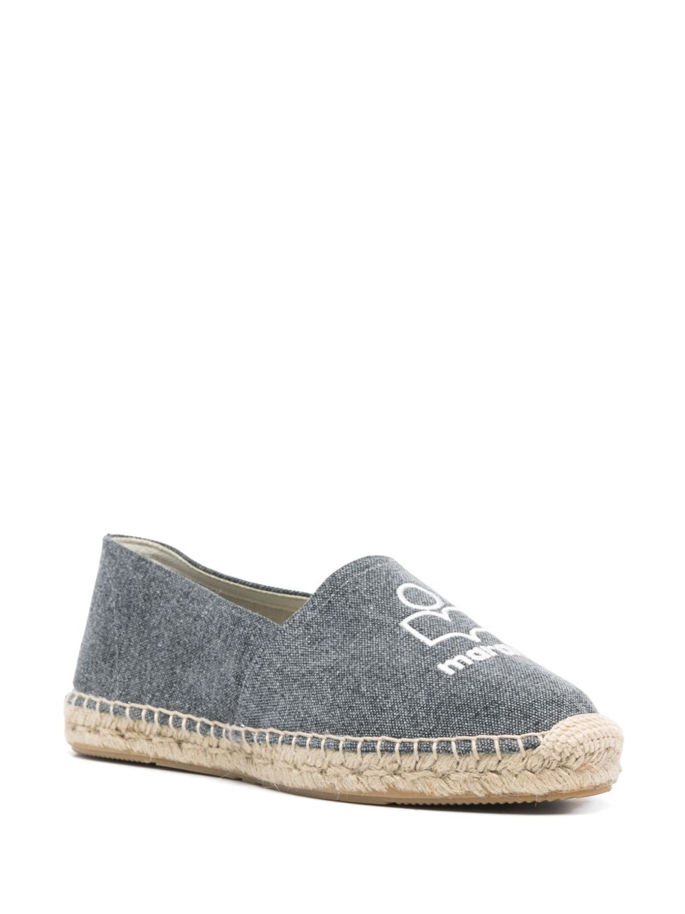 Isabel Marant Flat Black Cotton Espadrilles with Embroidered Logo Black