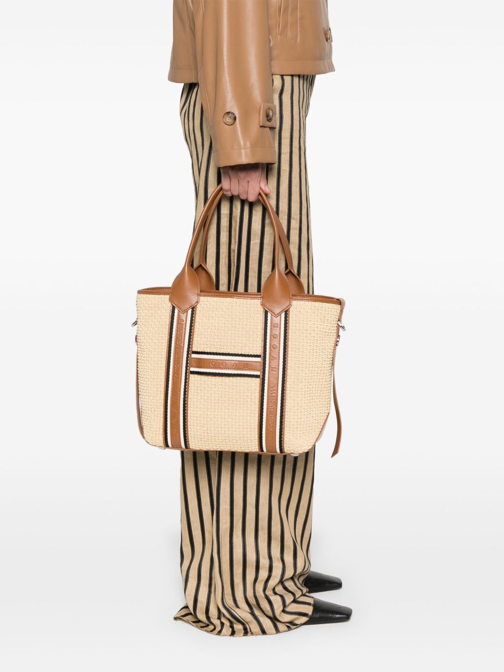 HOGAN PRE Large Script Tote Bag Beige