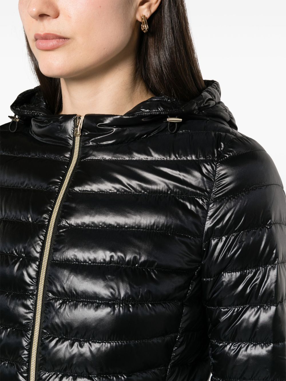 Herno Short Quilted Down Jacket with Gold-Tone Details Black