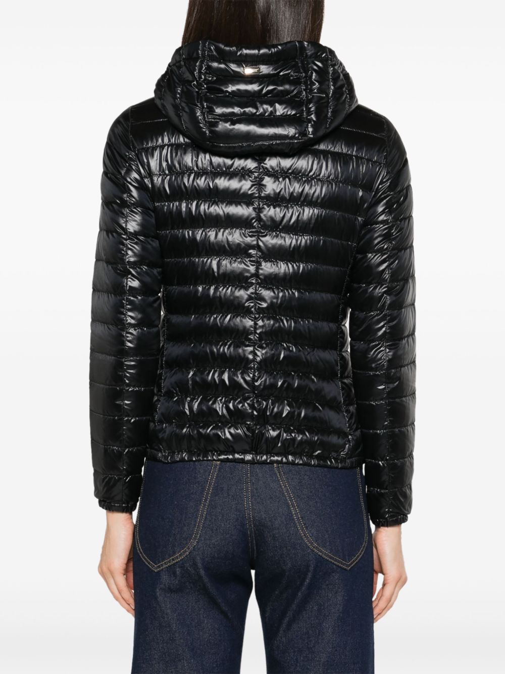 Herno Short Quilted Down Jacket with Gold-Tone Details Black