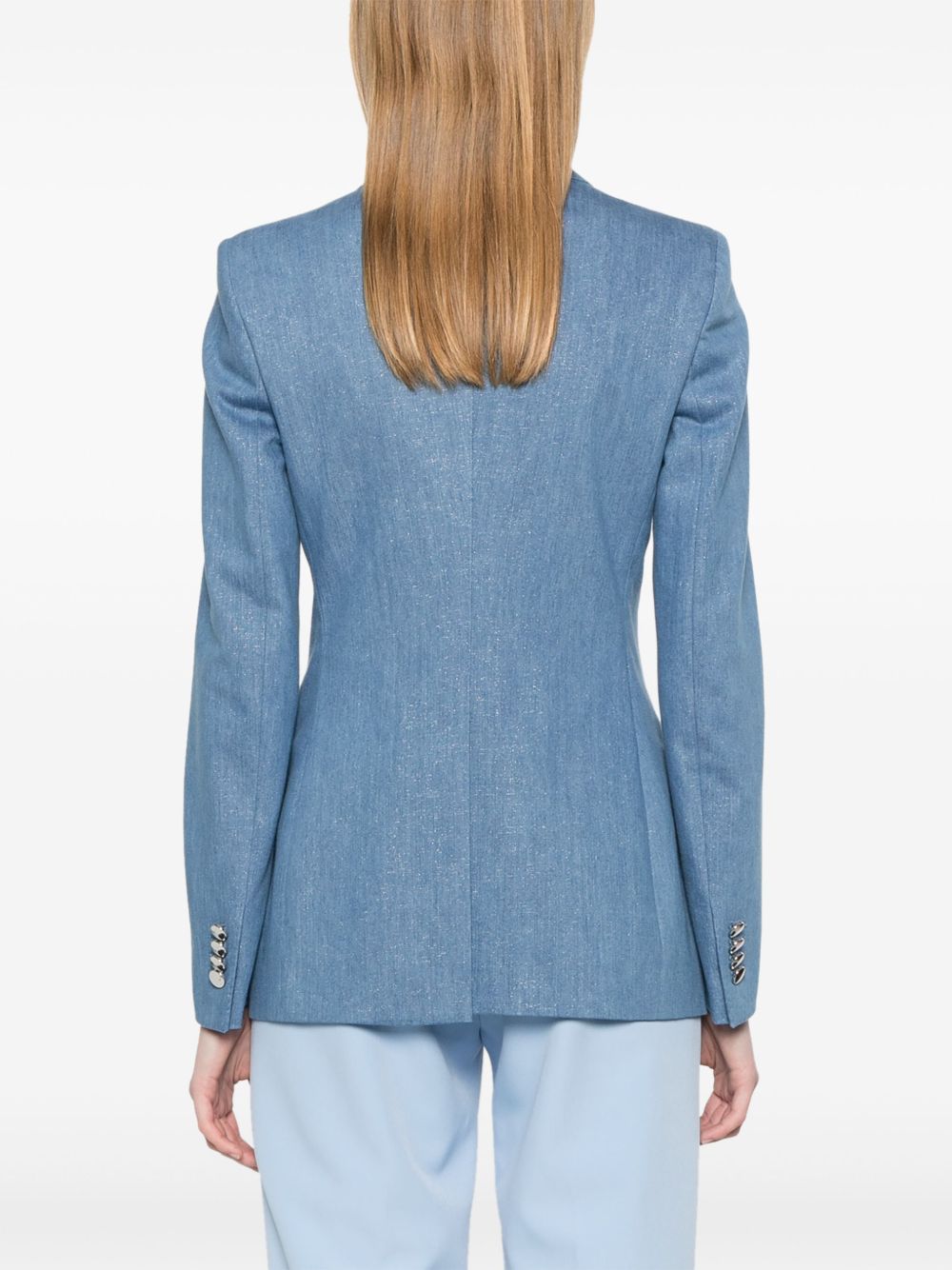 Tagliatore Double-Breasted Steel Blue Cotton Jacket Clear Blue