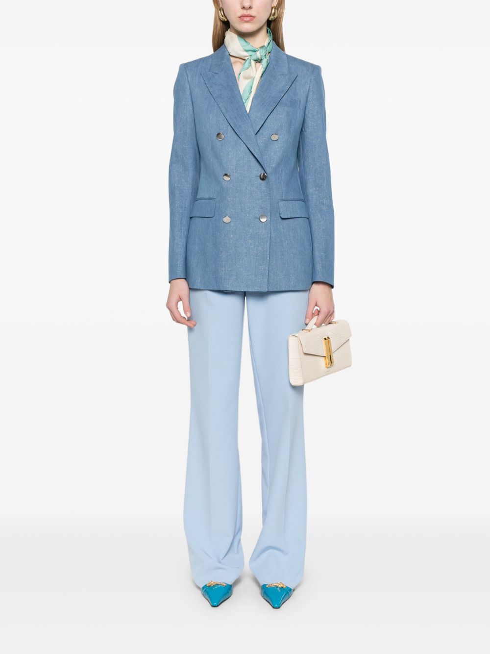 Tagliatore Double-Breasted Steel Blue Cotton Jacket Clear Blue