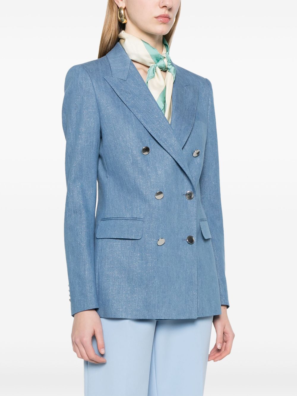 Tagliatore Double-Breasted Steel Blue Cotton Jacket Clear Blue