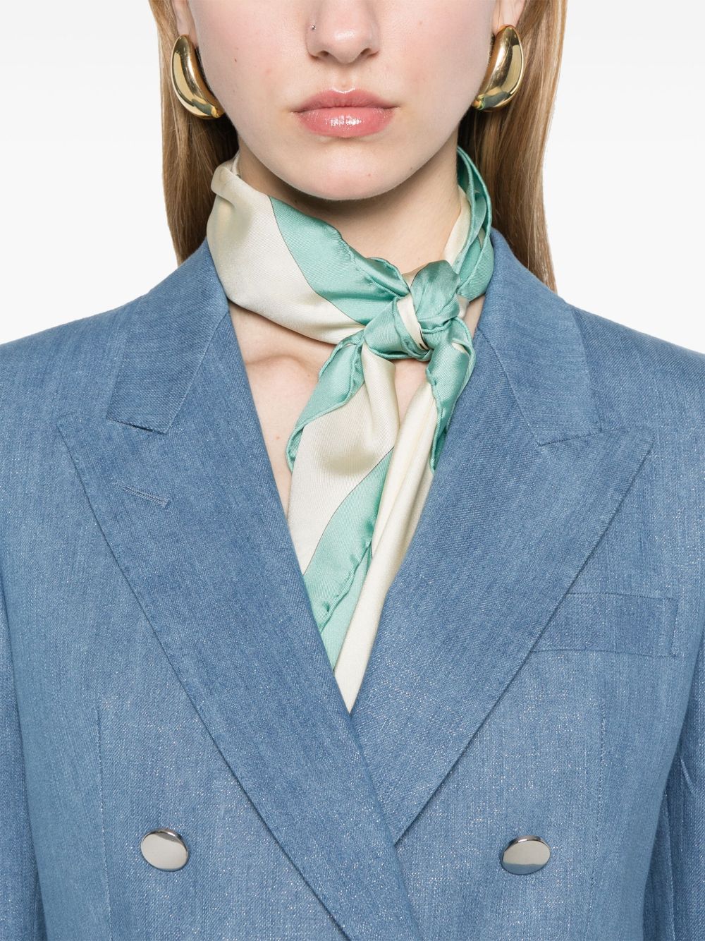 Tagliatore Double-Breasted Steel Blue Cotton Jacket Clear Blue