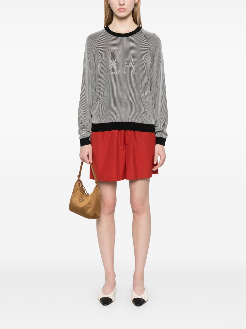 Emporio Armani Intarsia Knit Logo Sweater Grey