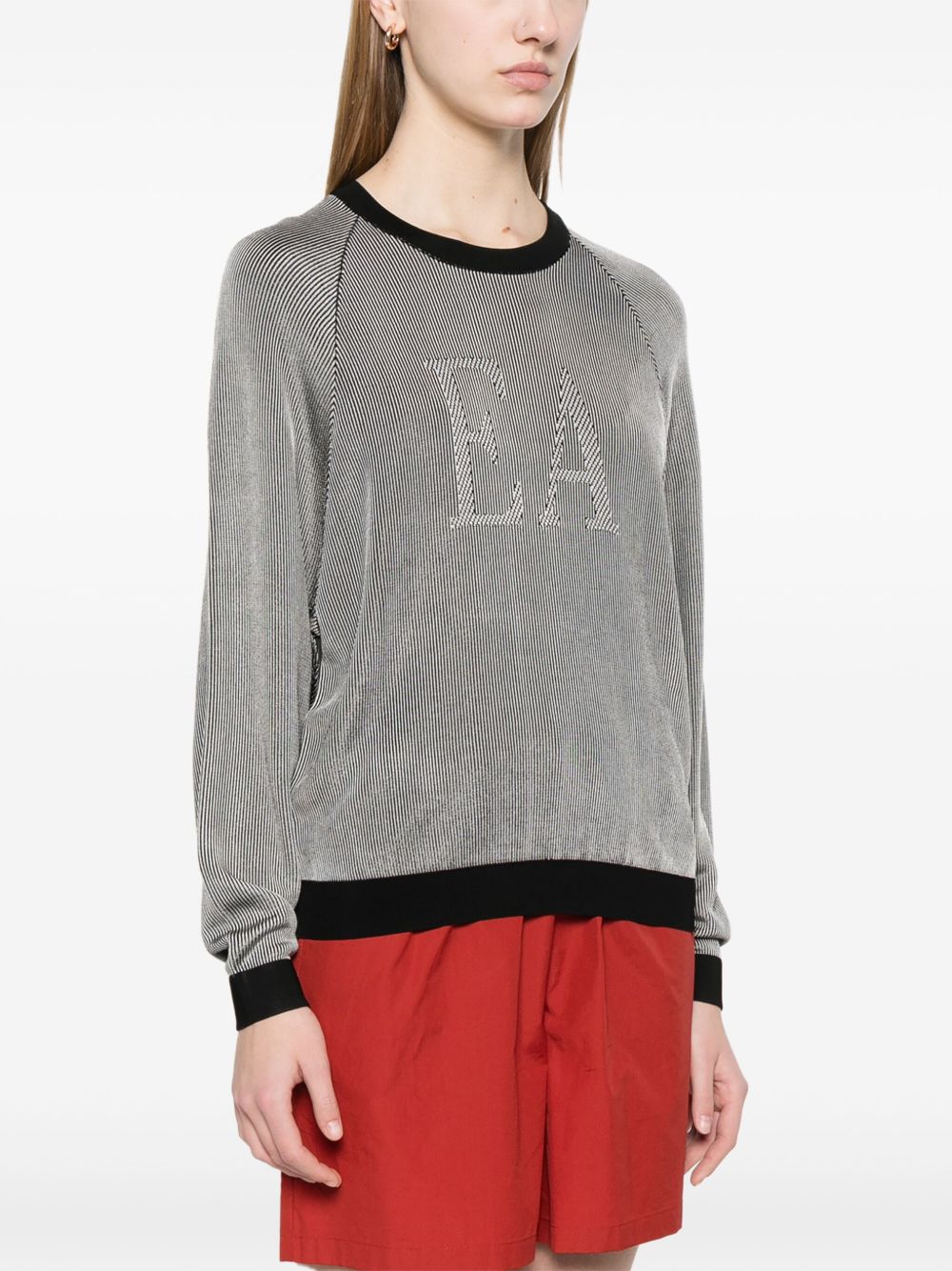 Emporio Armani Intarsia Knit Logo Sweater Grey