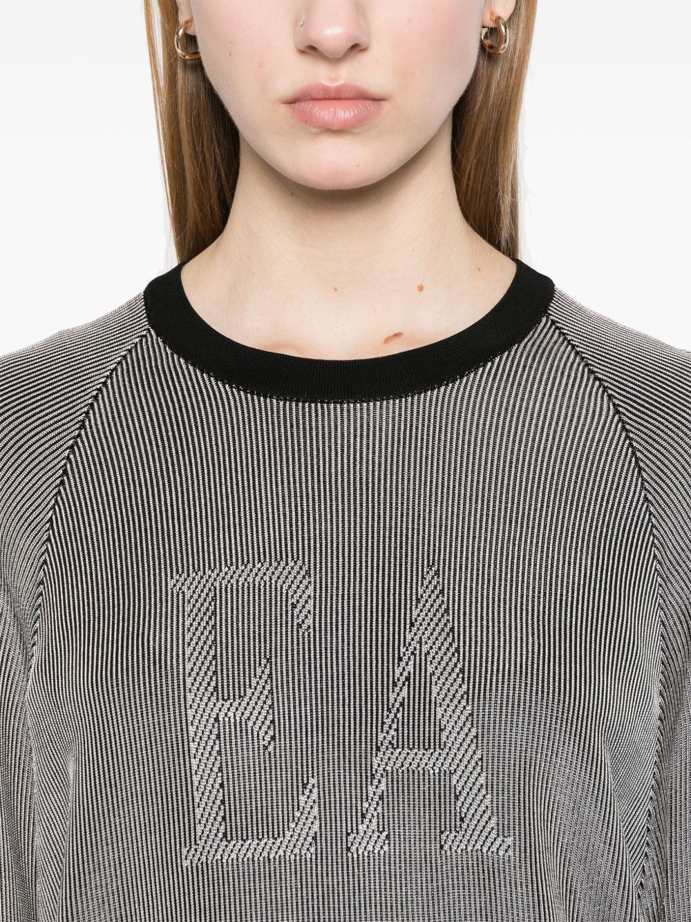 Emporio Armani Intarsia Knit Logo Sweater Grey