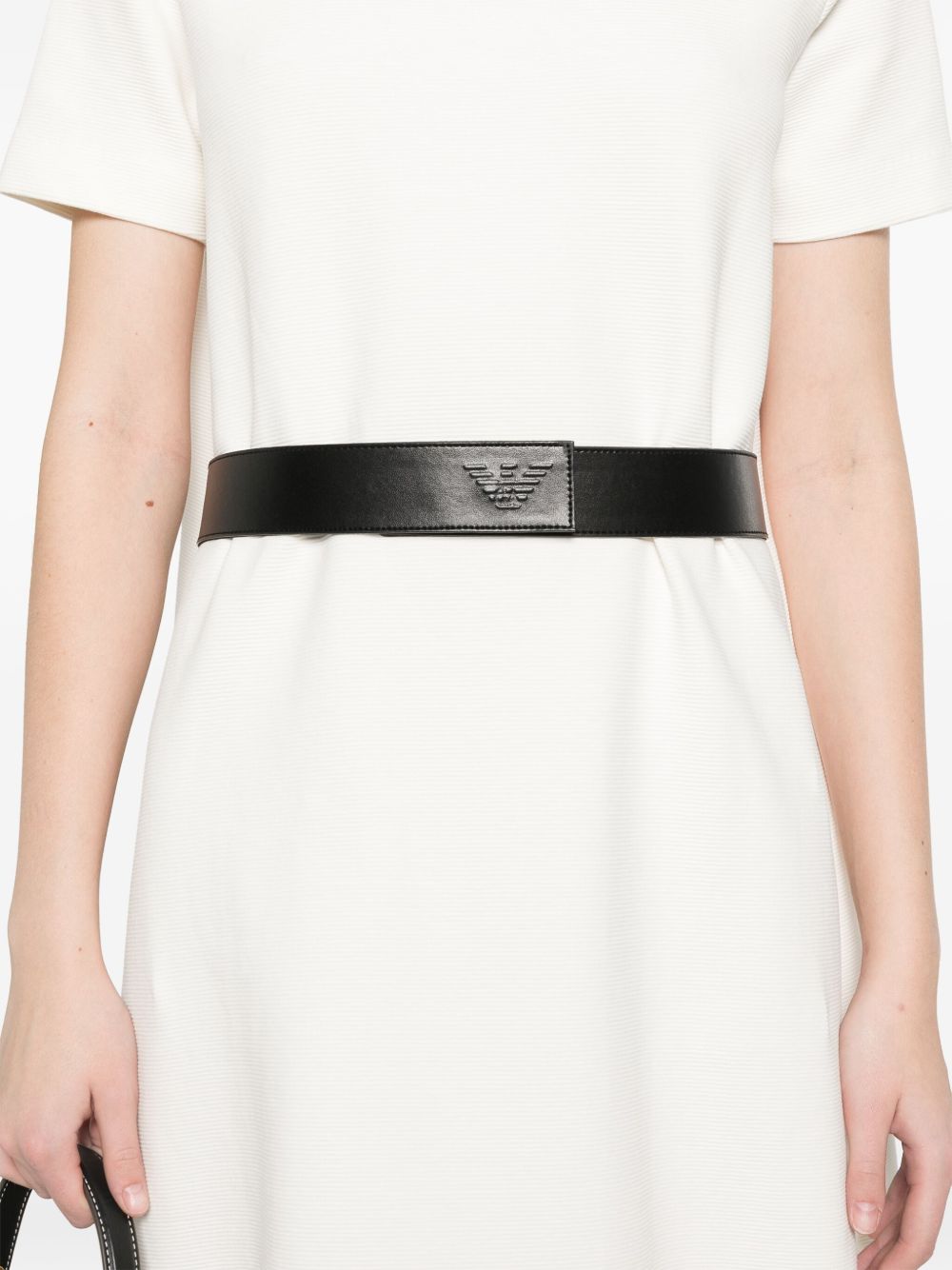 Emporio Armani Ottoman-Jersey Belted Dress White
