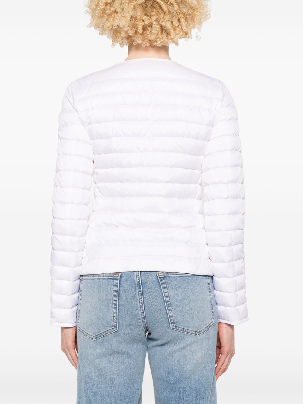 Peuterey White Down Nylon Short Jacket with Logo Patch White