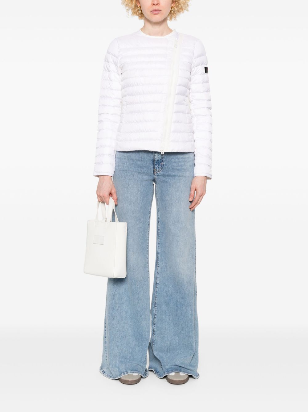 Peuterey White Down Nylon Short Jacket with Logo Patch White