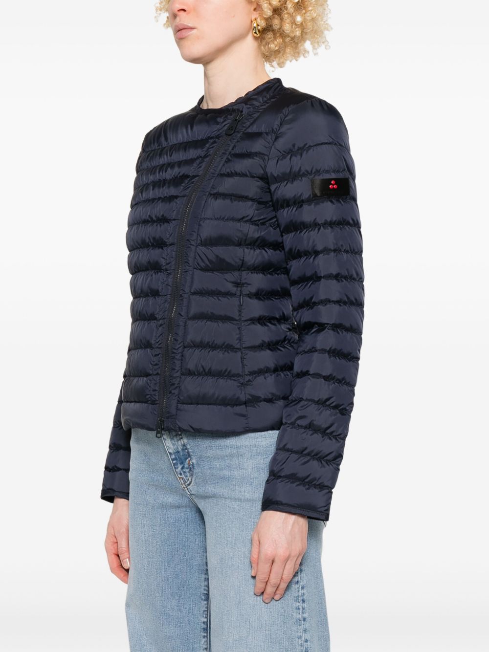 Peuterey Short Nylon Down Jacket with Side Zips Blue