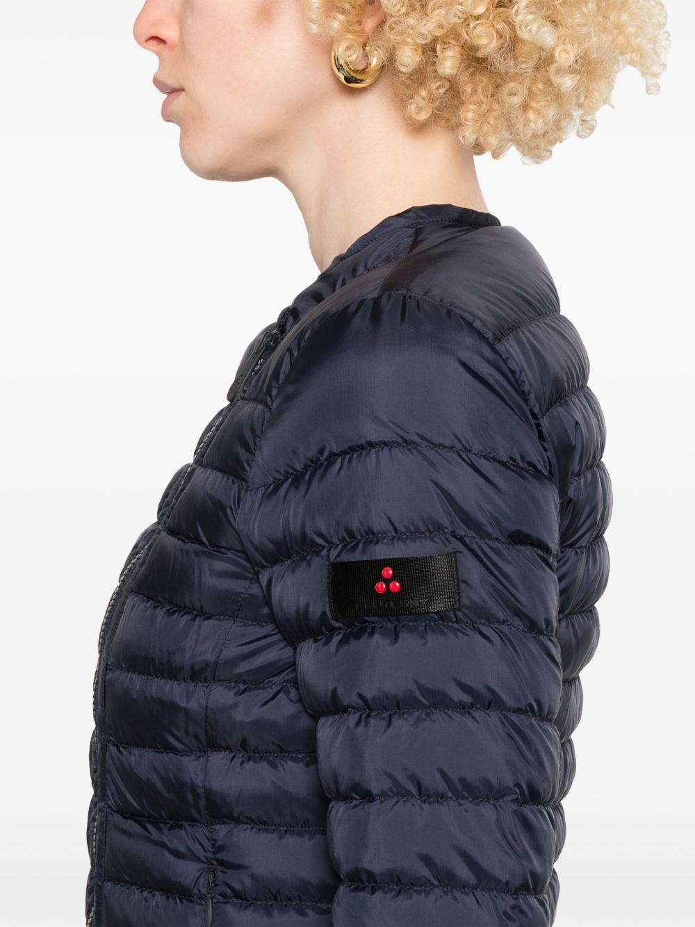 Peuterey Short Nylon Down Jacket with Side Zips Blue