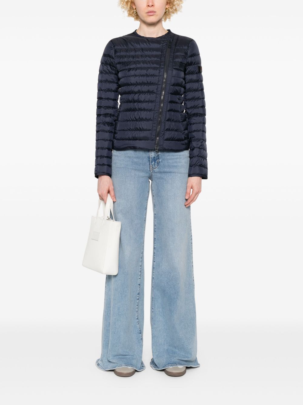 Peuterey Short Nylon Down Jacket with Side Zips Blue