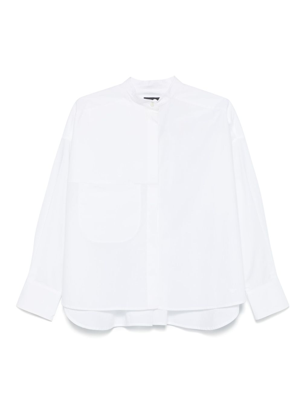Emporio Armani White Cotton Concealed-Button Box-Pleat Shirt White