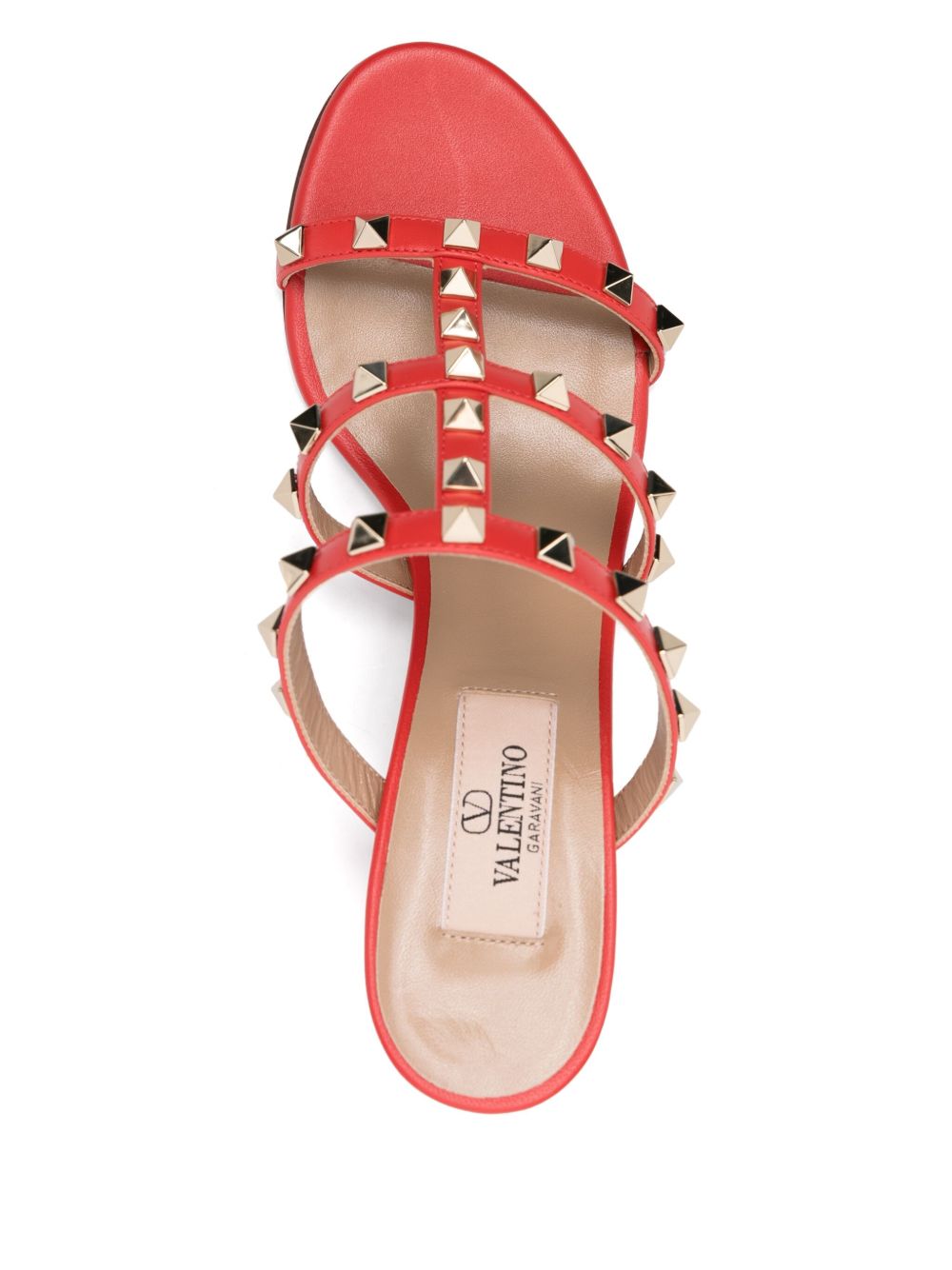 Valentino Garavani 60mm Rockstud Leather Sandals in Burnt Orange Orange