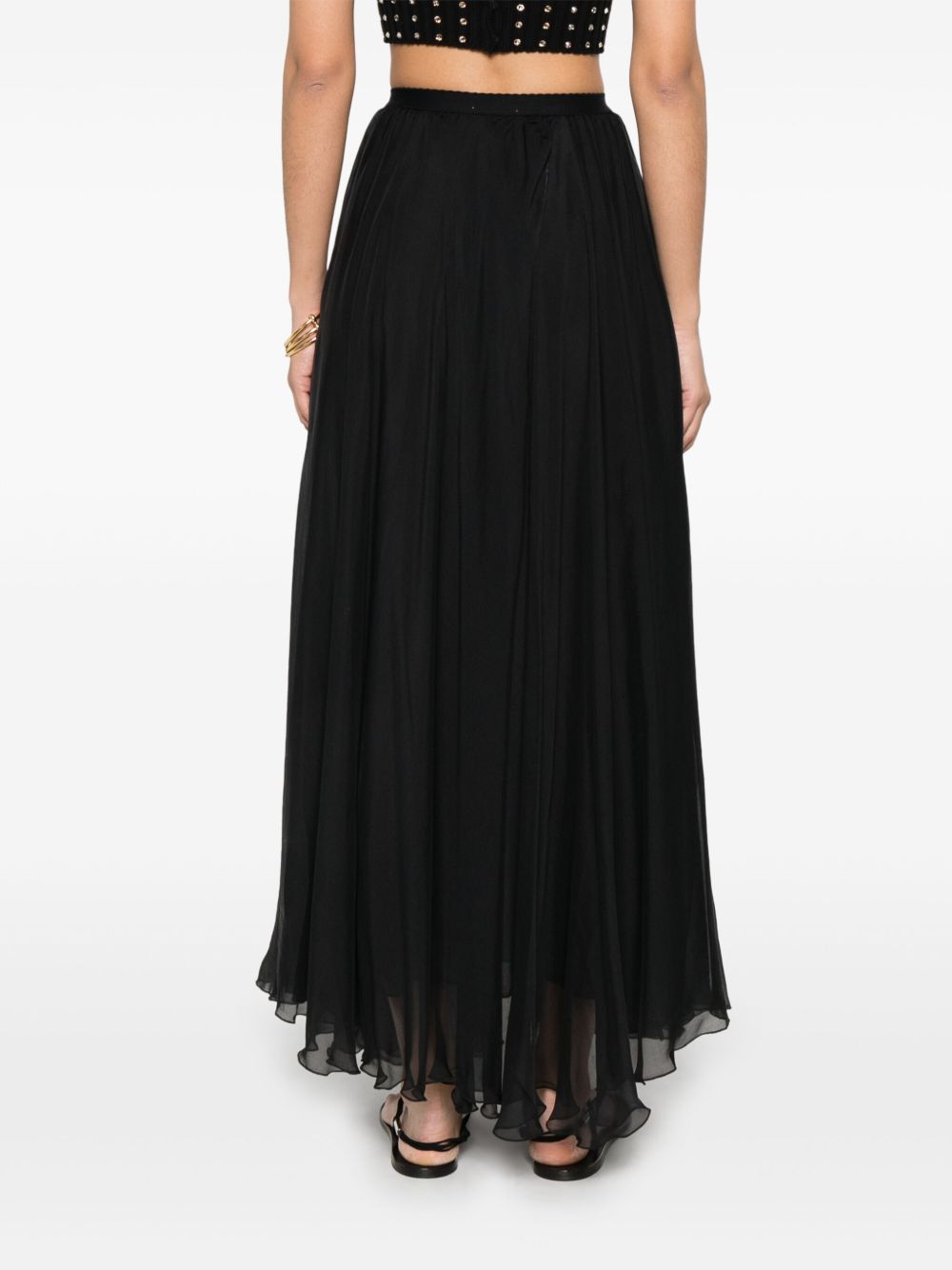 Forte Forte Chiffon Silk Long Skirt Black